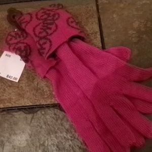 Michael Kors MK Mono Gloves NEW OS $42 Pink Gray